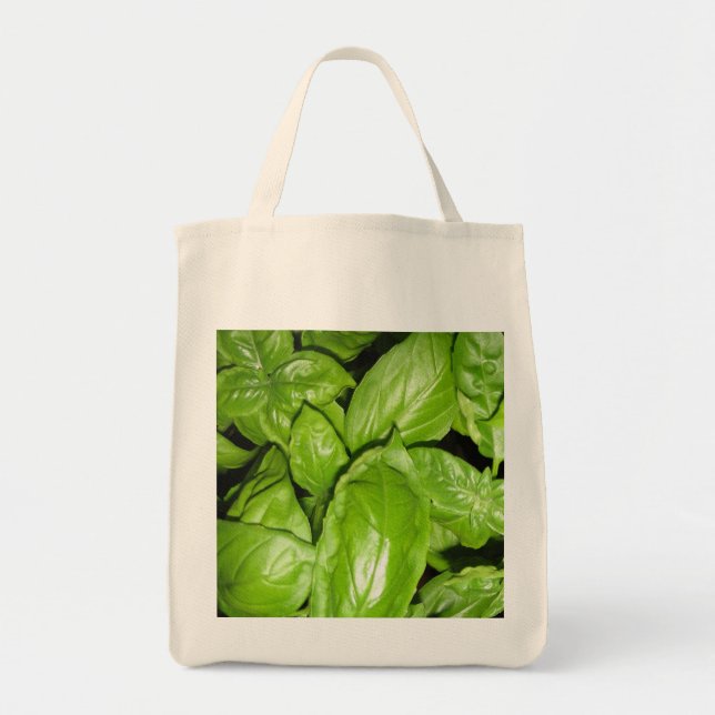 Basil Decorated Tote Bag (Front)