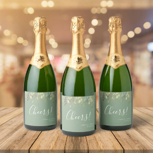 Basil & Eucalyptus Wedding Sparkling Wine Label