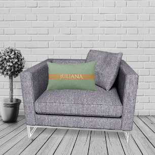 Basil Green Gold Quatrefoil Personalised Lumbar Cushion