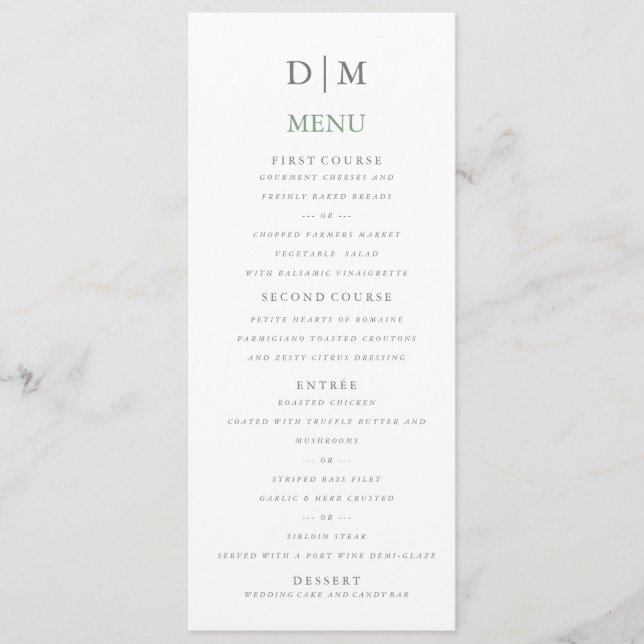 Basil Green Menu (Front)