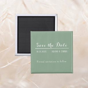Basil Green & White Save The Date Magnet