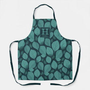Basil Herb Leaf Pattern Botanical Monogram Apron