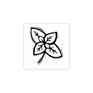 Basil Leaves Herbs Vegetable Rustic Linocut Rubber Stamp