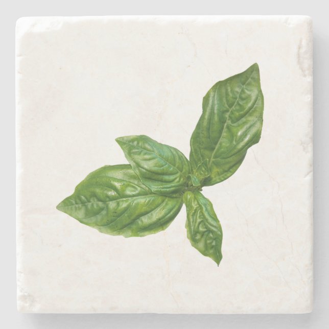 Basil Leaves Stone Coaster (Front)
