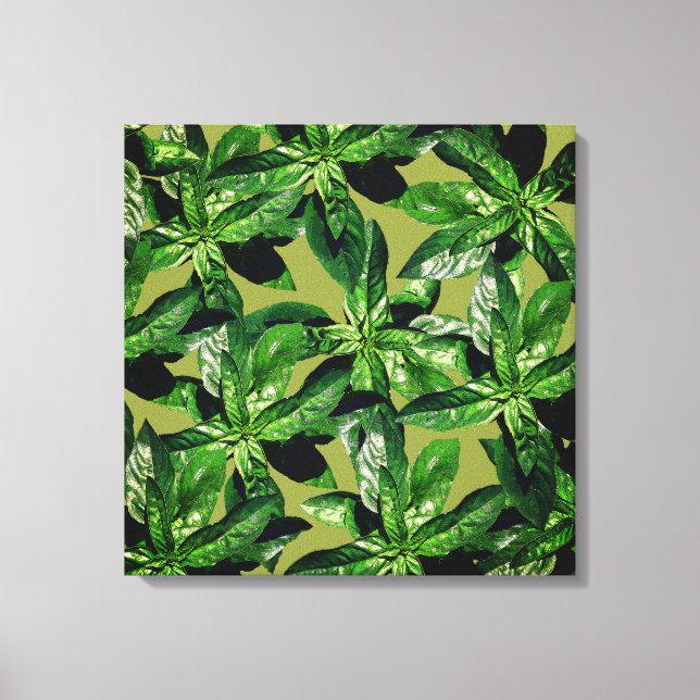 Basil Plant  Photo Pattern Wrapped canvas (Front)