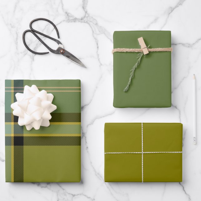 Basil & Sage Wrapping Paper Flat Sheet Set of 3 (Front)