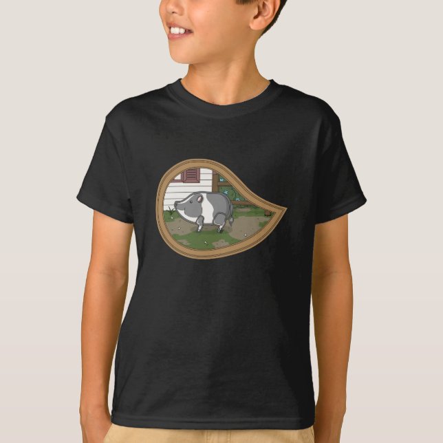 Basil the Pig Kid's and Baby Dark Shirt (Front)