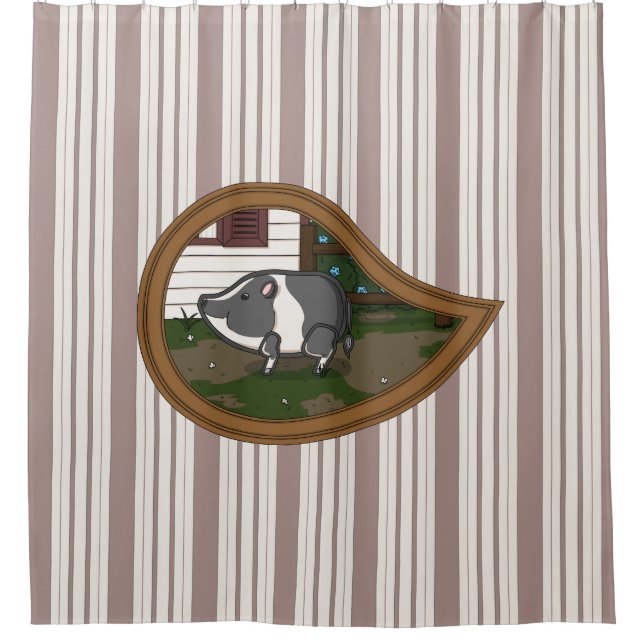 Basil the Pig Shower Curtain (Front)