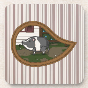 Basil the Pig Square Coaster