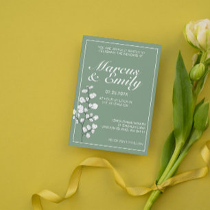 Basil & White Floral Trendy Wedding Invitation