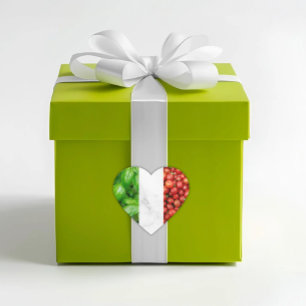 Basil White Marble and Tomato Italian Flag  Heart Sticker