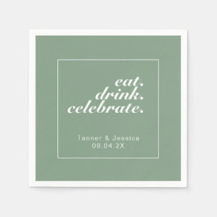 Basil & White Modern Minimalist Wedding Napkin