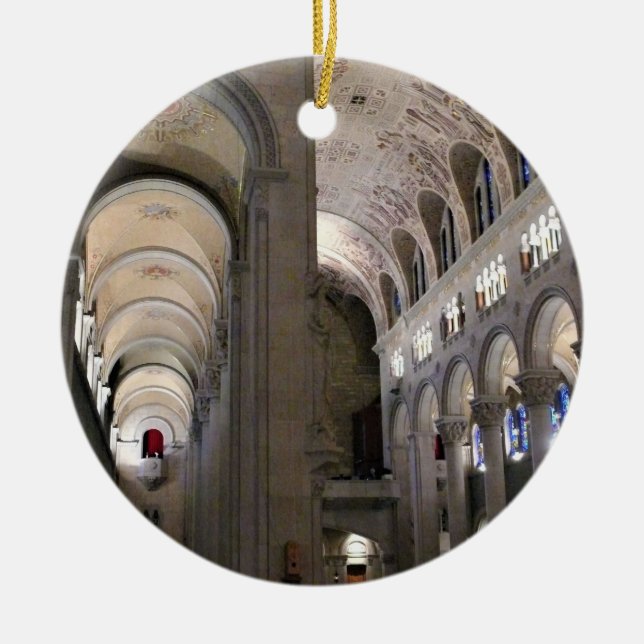 Basilica of Sainte Anne de Beaupre, Quebec, Canada Ceramic Tree Decoration (Front)