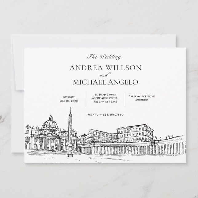 Basilica St. Peter cathedral wedding  Invitation (Front)