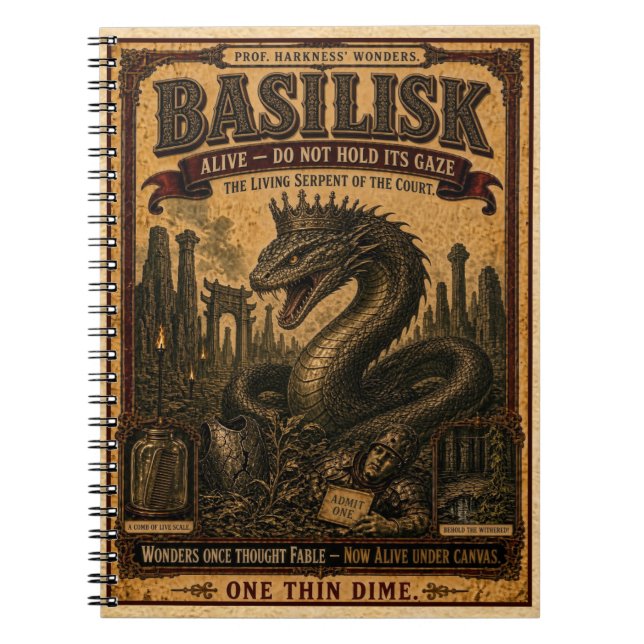 Basilisk, Vintage Circus Monster Notebook (Front)