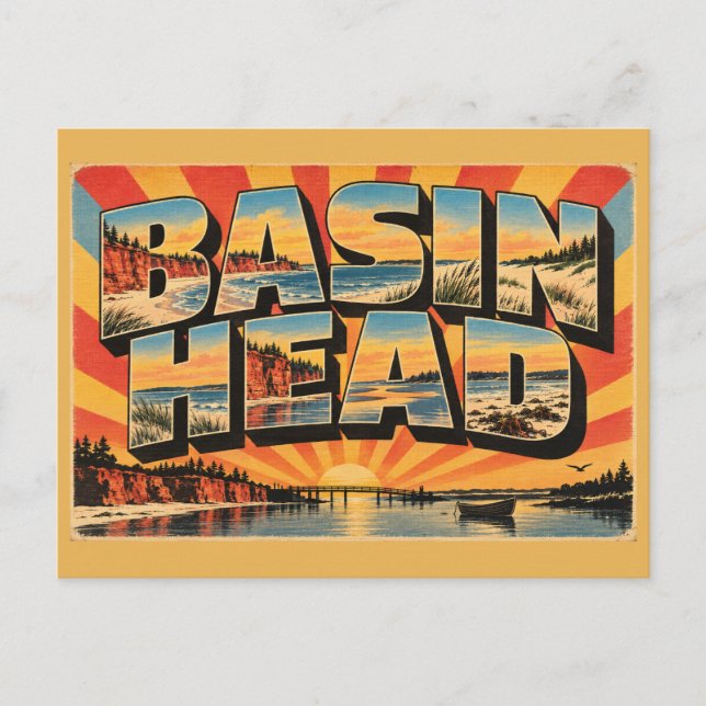 Basin Head PEI Singing Sands Red Cliffs Art Postcard (Front)