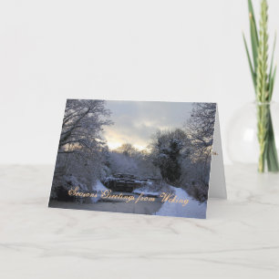 Basingstoke Canal in Winter snow Christmas card