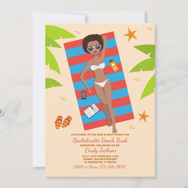 Bask In The Sun 2 Bachelorette Invitation (Front)