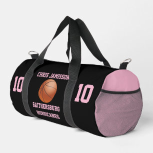 Baskeball Team Coach Player Black Pink Personalise Duffle Bag