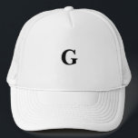 Baskerville Font Monogram G Custom Symbol White  Trucker Hat<br><div class="desc">Stylish Monogram or Letter or Initial or Symbol G 

White colour Trucker Caps or Hats,  Font is Baskerville</div>