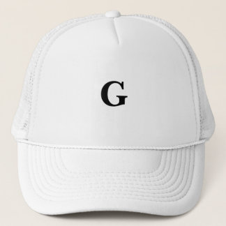 Baskerville Font Monogram G Custom Symbol White Trucker Hat