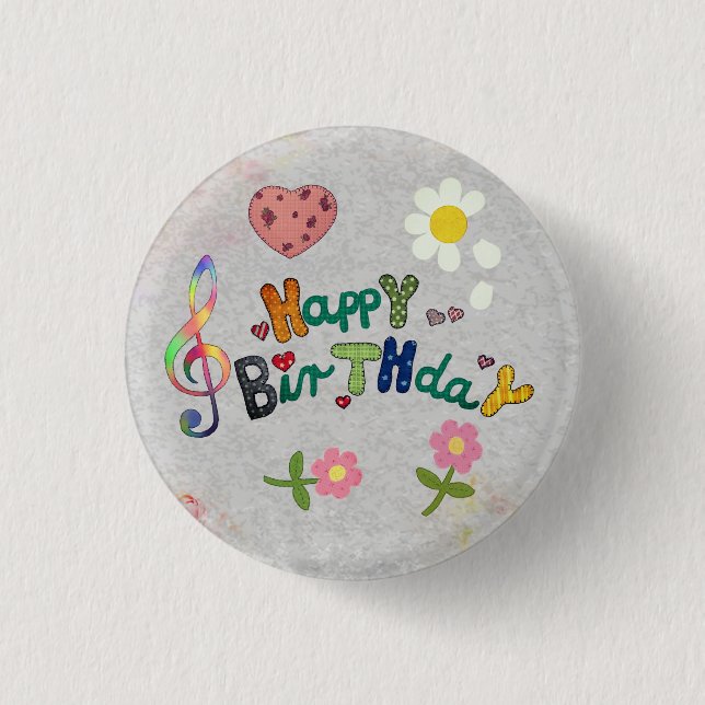 basket 3 cm round badge (Front)