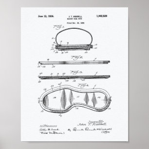 Basket Ball Shoe 1934 Patent Art White Paper Poster