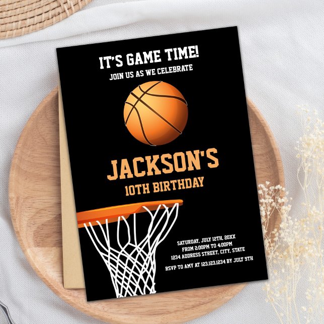 Basket Basketball Ball Birthday Invitations (Basket Basketball Ball Birthday Invitations)