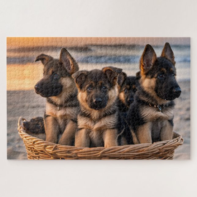 Basket full of German Shepherd Puppies Jigsaw Puzzle (Horizontal)