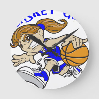 BASKET GIRL ROUND CLOCK