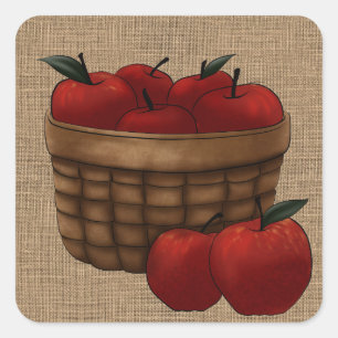 Basket of Apples Square Sticker