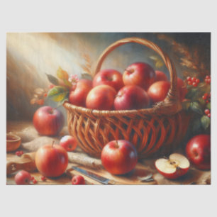 Basket of Apples Still Life Painting Decoupage Tissue Paper
