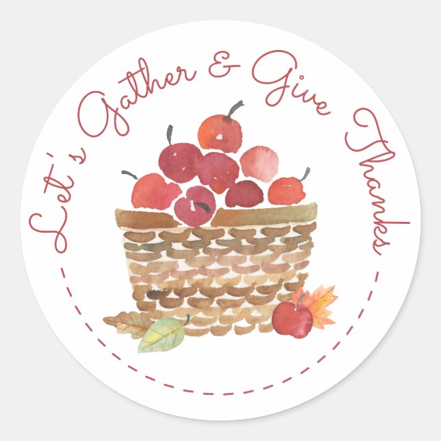 Basket of Apples Thanksgiving Stickers (Front)