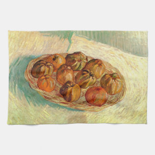 Basket of Apples to Pissarro by Vincent van Gogh Tea Towel