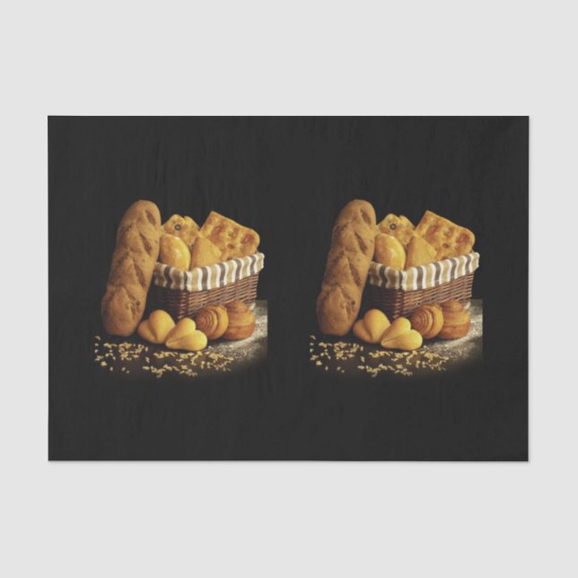 BASKET OF BREAD/BLACK BACKGROUND TISSUE PAPER (Front)