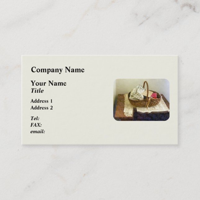 Basket of Cloth and Measuring Tape Business Card (Front)