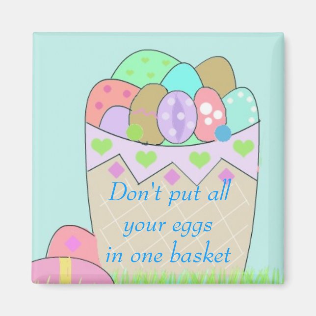 Basket of Easter Eggs with Saying Magnet (Front)