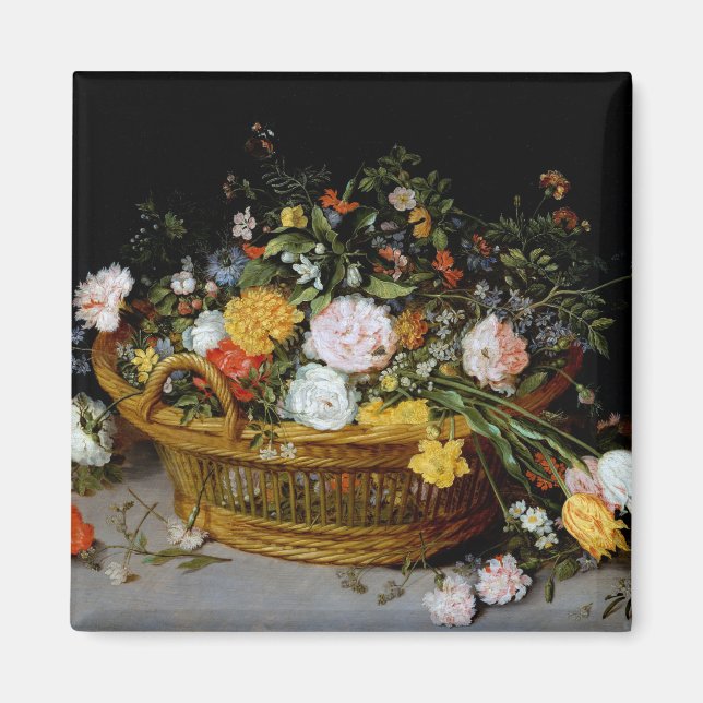 Basket of Flowers, Jan Brueghel the Younger Magnet (Front)