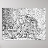 Basket Of fruit Abstract adult Colouring page