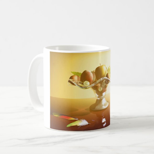 Basket of glass with fruits and batterfly   coffee mug (Front Left)