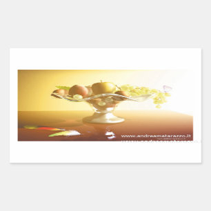 Basket of glass with fruits and batterfly rectangular sticker