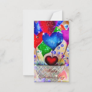 Basket of heart balloons kids valentine card