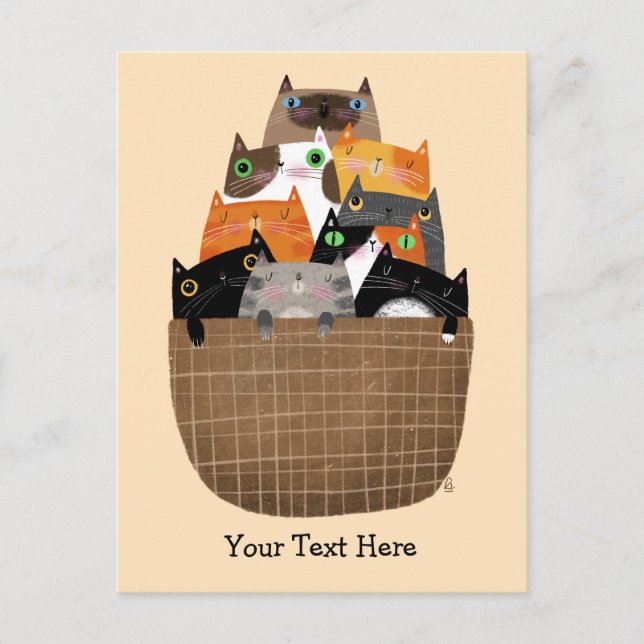 Basket of Kittens Postcard (Front)