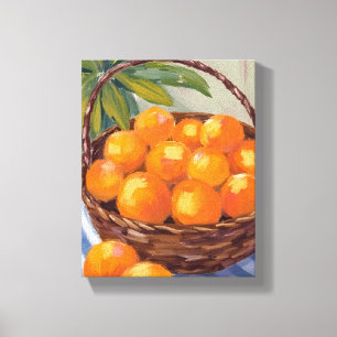 Basket of Oranges Fruit Citrus Painting Canvas Print