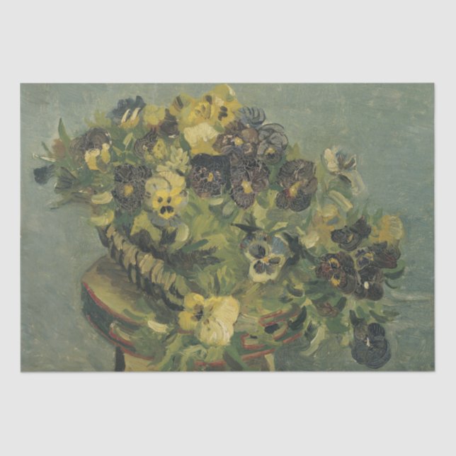Basket of Pansies on a Small Table by Van Gogh Tissue Paper (Front)