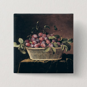 Basket of Plums 15 Cm Square Badge