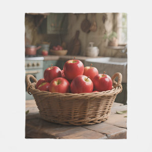 Basket of Red Apples Fleece Blanket