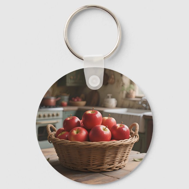 Basket of Red Apples Key Ring (Front)