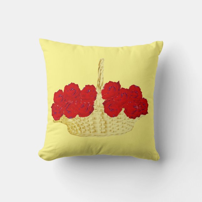 Basket of Red Roses Cushion (Front)