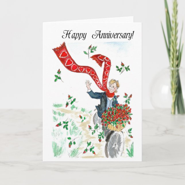 Basket of Roses Anniversary Card (Front)